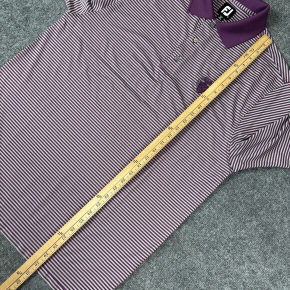 Footjoy West Chester Country Club Polo Golf Shirt Men's Medium Striped Purple - Picture 7 of 9
